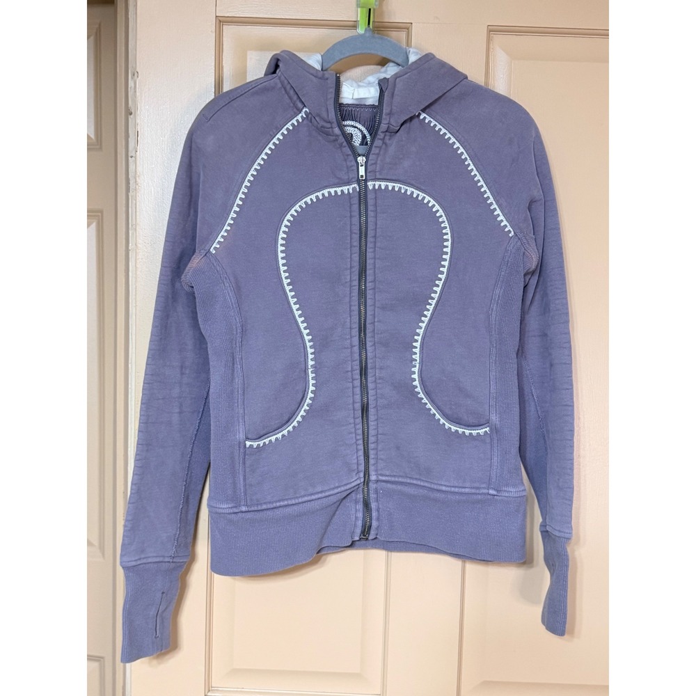 Lululemon Special Edition Scuba Hoodie Purple Contrast Stitch Logo Size 8